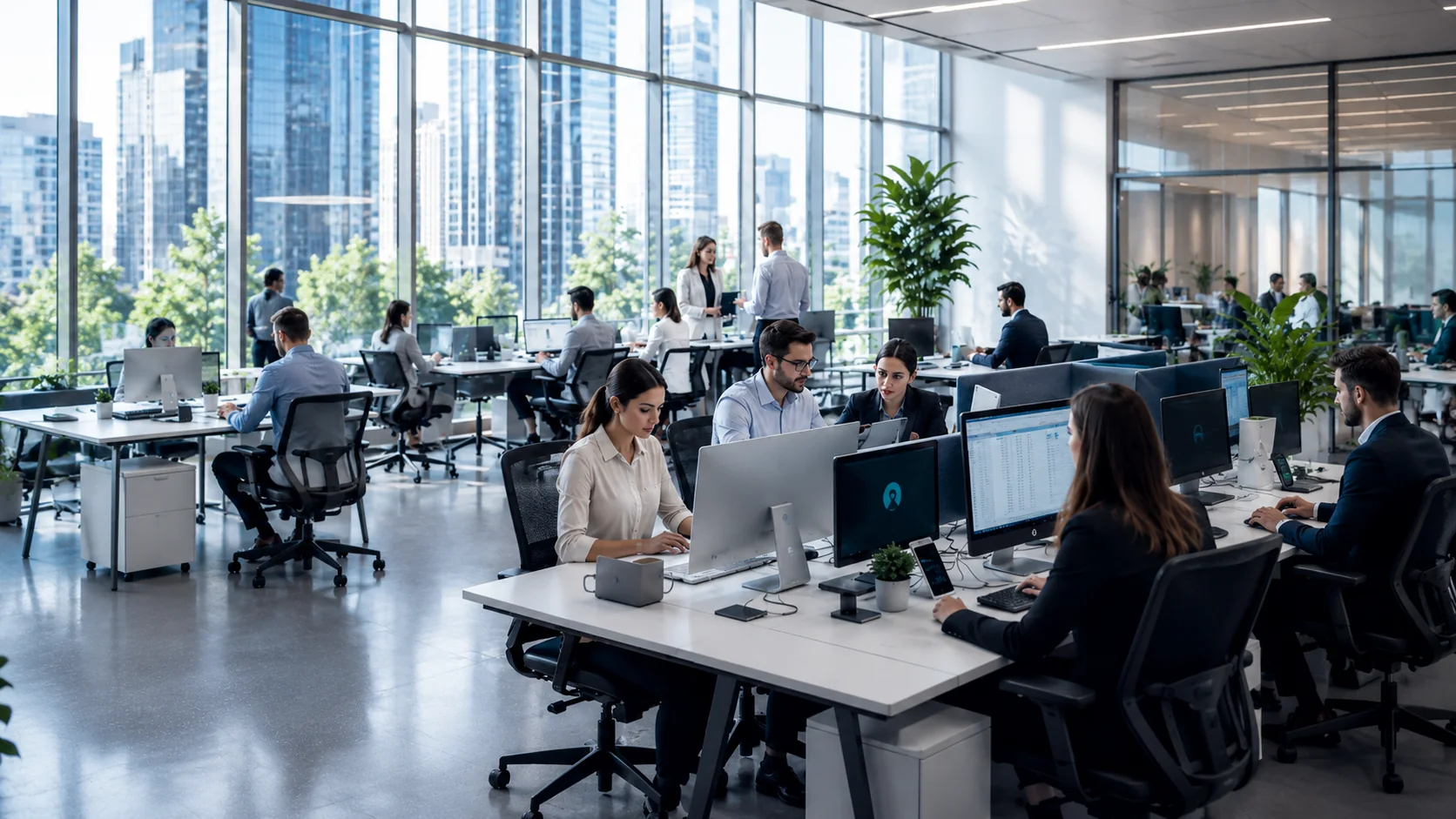 Plateau de bureaux illustrant les services et fonctions support