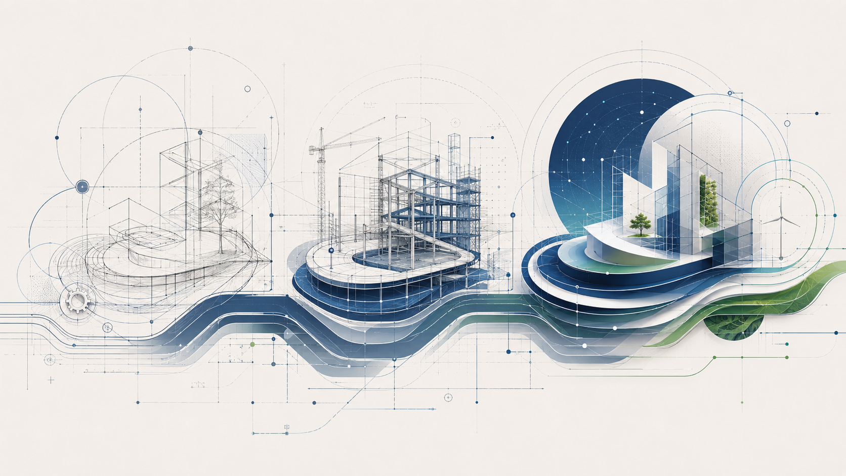 Illustration de flux projet, construction et performance op&eacute;rationnelle