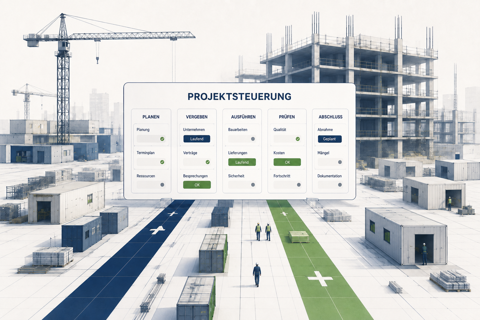 Illustration des Anwendungsfalls Lean‑Vorgehen im Bauwesen