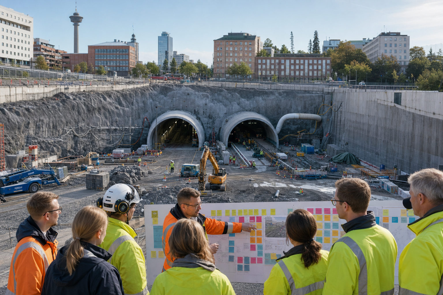 Illustration editoriale d'un projet de tunnel urbain pilote en methode Lean